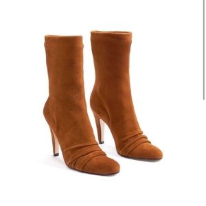 Schutz Womens Brown Suede Alice  Mid  Stiletto Heel Boots 8.5 New Without Box